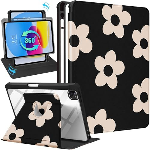 Kidcube Schutzhülle für iPad Air 13 Zoll M3 2025/M2 2024, iPad Pro 12,9 Hüllen (2022/2021/2020/2018) – für Damen und Mädchen, niedliches Folio-Cover mit Stifthalter, Mädchen, Kawaii-Blumen-Design