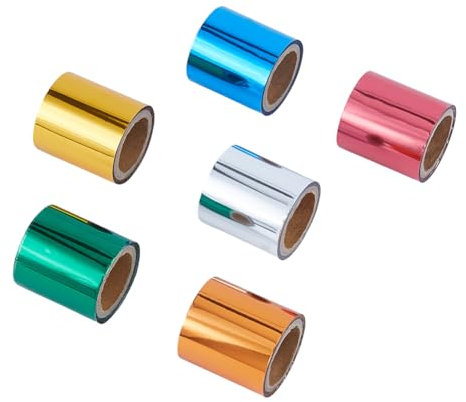 SUPERFINDINGS 6 Farben 10m/Rolle Heißprägefolie Transferrolle Heißprägepapier 4cm Breite Metallic Transferfolienrollen Für Foil Quill/Heat Foil Pen Basteln Scrapbooking Kartenherstellung