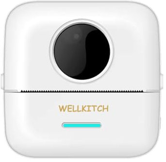wellkitch Tragbarer Mini-Thermodrucker – WLAN-Drucker ohne Tinte für Fotos, personalisierte selbstklebende Etiketten | perfekt für Alben, kreative Hobbys, Taschendrucker