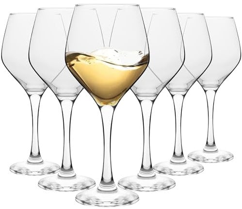 Homiu Large White Wine Glasses | Set of 24 | 330 ML | Napoli Collection | Glass Drinking Crystal Clear Wine Glass | Wedding Gift Cocktail Set | Home Restaurants Kitchen | Dishwasher Safe