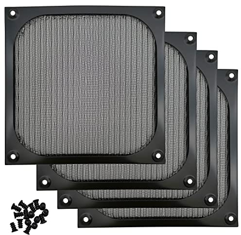 IMSurQltyPrise 60mm Computer Fan Filter Grills, Black Color, 4 Pack | Thickened Aluminum Frame, Ultra Fine Stainless Steel Mesh, With Screws