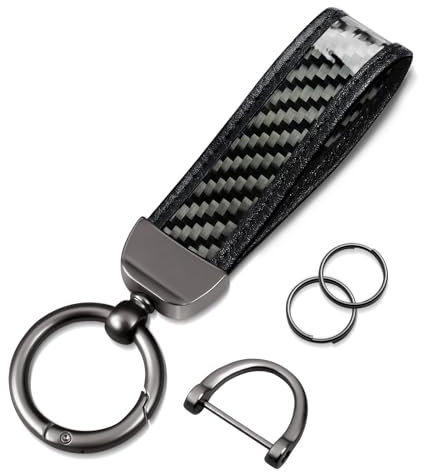 T-carbon Schlüsselanhänger-Kohlefaser schlüsselanhänger auto mit D Ring Schlüsselring-Schlüsselband Inklusive 2 Schlüsselanhänger und 1 Schraubendreher-Schlüsselringen für Männer