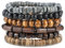 Telooco 6 Stück Perlenarmband Herren Mehrlagig Holzperlen Armband 19 cm Verstellbar Gothic Perlenarmbänder für Herren Elastisch Herrenarmband Gothic Armband Set Damen Herren Geschenk