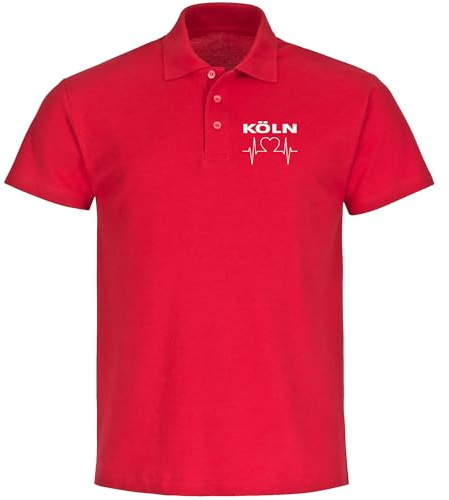 multifanshop Poloshirt - Köln - Herzschlag - Druck weiß - Polo Größe 3XL rot