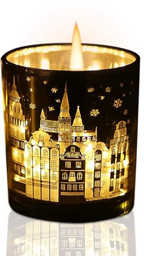 Windlicht Tischdeko Teelichthalter, Weihnachten Windlicht Glas Kerzenhalter, Kerzengläser Weihnachtsdeko Innen Tisch Kerzenglas Glaszylinder für Kerzen Windlicht Kerzenständer Weihnachten Deko (1, B)