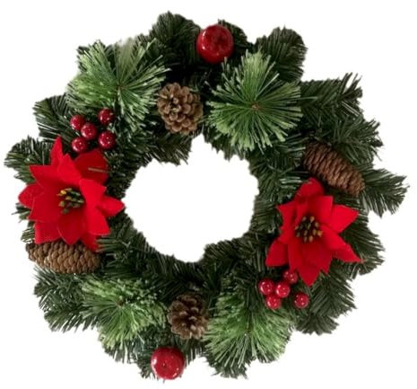 Generisch Weihnachtskranz Türkranz Weihnachten 50Cm Weihnachtskranz Weihnachtsdekoration Adventskranz Dekokranz Kränze Türdeko 20 cm Adventsgesteck Länglich Kleiner Tannenkranz Künstlich