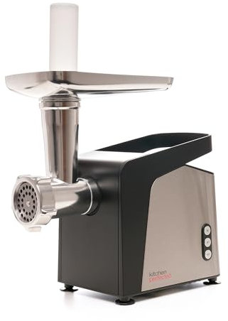 Kitchen Perfected 1400W Electric Food Meat Grinder, Meat Mincer and Sausage Processor with 3X Stainless Steel Blades, 4X Sausage Piping Attachments - E5693