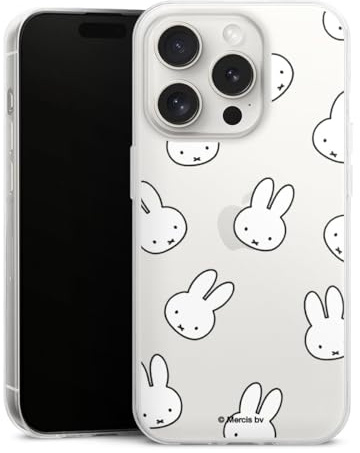Slim Case kompatibel mit Apple iPhone 15 Pro Silikon Handyhülle transparent Hülle extra dünn Miffy Muster transparent