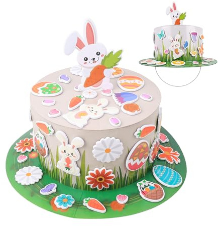 viiotu Easter Bonnet Kit,DIY Easter Bonnet Hat with 54pcs Quality Accessories, 200 Dot Glues and Manual,Eastern Crafts Gifts for Boys and Girls Head Circumference Under 19.68in