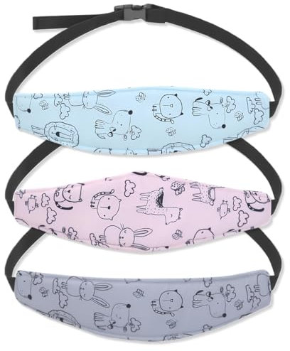CATOR Kopfband Autofahrt, 3 Stück Kopfhalterung Kindersitz, Kleinkind Autositz Baby Kopfstütze, Einstellbare Kopfband, Kinderwagen Kopfstütze Schützen Nacken Schulter Kinder