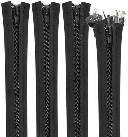 Cable Tidy Sleeve, 4 Pcs Large Capacity Cable Management Under Desk with Anti-Bite Polyester Fabric, Dust/Waterproof Cable Conduit for TV PC Office