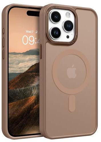 GaoBao für iPhone 15 Pro Max Hülle, Handyhülle iPhone 15 Pro Max [Kompatibel mit MagSafe] Durchscheinende Matte Magnetische Stoßfeste Anti-Fingerabdruck Hülle für iPhone 15ProMax Case, Braun