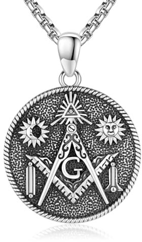 YueYuan Freimaurer Halskette für Männer Freimaurer Anhänger Freimaurer Schmuck Geschenk für Geburtstag Vatertag Graduierung
