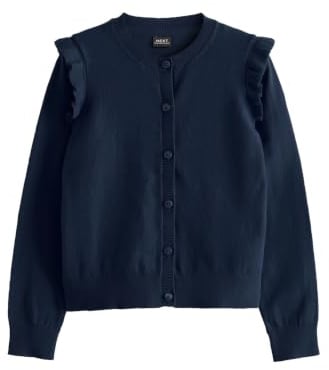 NEXT Mädchen Standard Schul-Strickjacke mit gerüschten Schultern