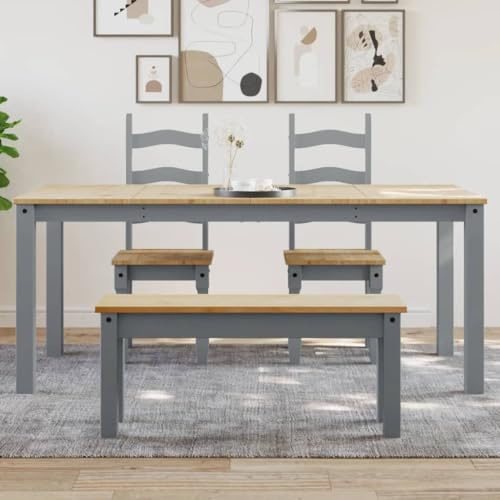 Teenpull Esstisch Panama, 180x90x75 cm, aus massivem Kiefernholz, Grau, für Küche und Esszimmer geeignet, Stabiler Holztisch