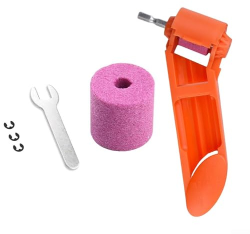 Allthingstore Portable Drill Bit Sharpener Tool Grinding Wheel Attachment For Power Drills Brown Corundum Orange