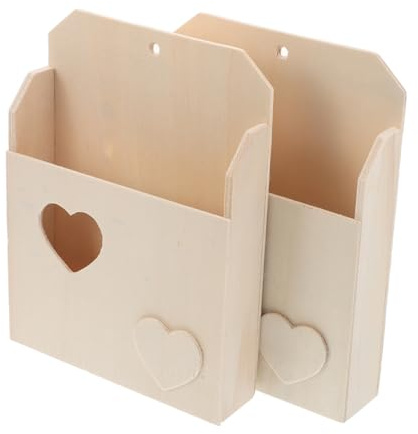 Balacoo 2PCS Wooden Envelope Box DIY Craft for Cartoon Photo Frame and Pencil Holder Interactive Family Project Versatile Storage and Decorative Playhouse Mailbox Friends