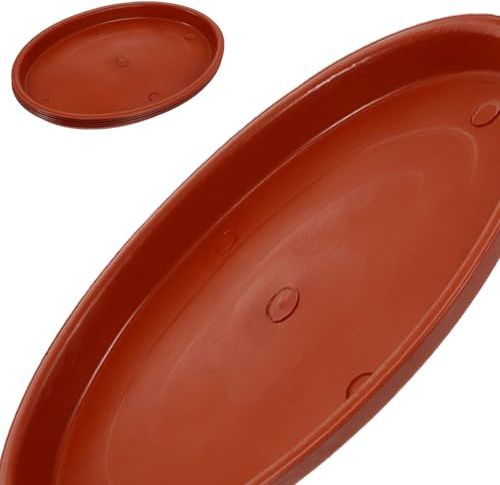 Pflanztopftablett 5 Stück Oval aus Kunststoff Rot für Blumentöpfe | Blumentopf Untersetzer 10cm, Ovale Unterlegschalen für Blumentöpfe, Schützt vor Wasserflecken
