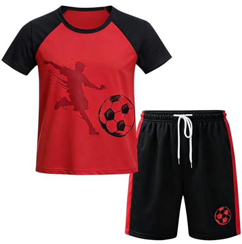 Dinopjs Fussball Trikot Set Jungen Personalisiert Fussballspieler Motiv Baumwolle Sportshirt Kuz Tshirt Für 5-12 Jahre Fans, Fussballbegeisterte, Anfänger