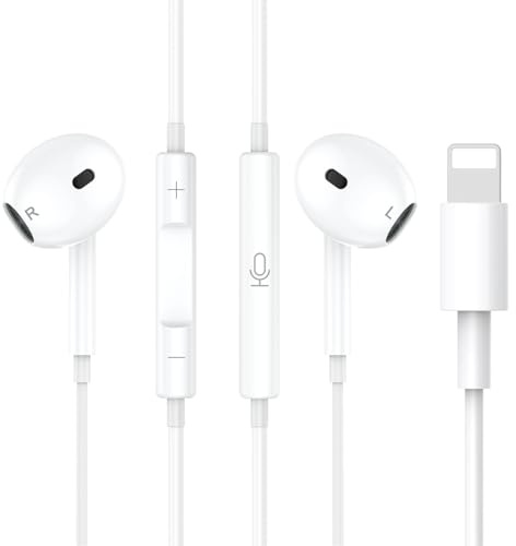 Auricolari Lightning per iPhone [Certificati MFi], Cuffie In-Ear con Microfono e Controllo Volume, Suono Stereo HiFi Antirumore, Compatibili con iPhone 14/14 Pro/13/12/11/XR/XS/X/8/7/SE iOS