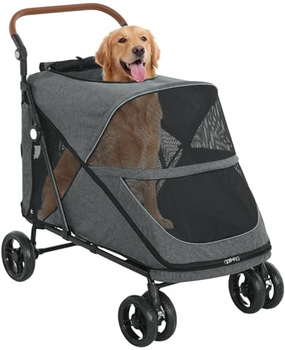 PawHut Hundewagen Faltbar für Große Hunde bis 30 kg mit 4 Drehrädern