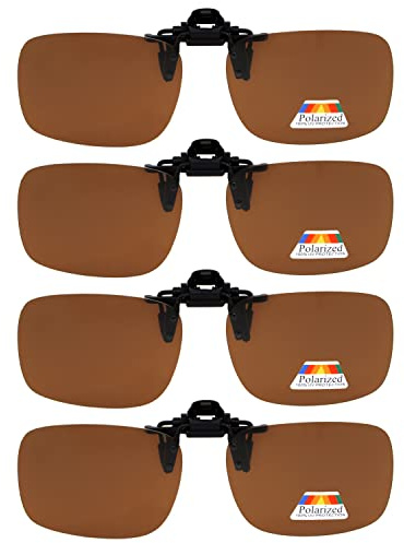 Eyekepper Klappbare zum Aufstecken Sonnenbrille Polarisiert 60 x 43 MM 4er-Pack Metallbrille Clip