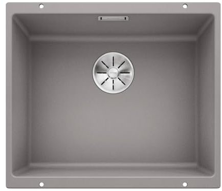 BLANCO SUBLINE 500-U – Évier de Cuisine en Granit pour Meubles Bas de 60 cm de Large – Sous Plan – SILGRANIT – Gris – 523434