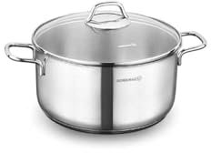 Korkmaz Prila - Olla de acero inoxidable con tapa, 14 cm de diámetro x 7 cm de altura, capacidad de 1 litro, color plateado