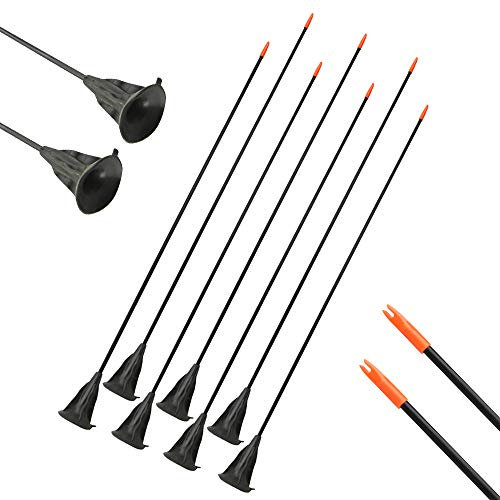 SHARROW 12pcs Archery Sucker Arrows Fiberglass Arrows Safe Suction Cup Arrows for Beginner Target Shooting Practice (Black)