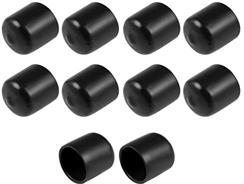 sourcing map 10pcs Rubber End Caps 21mm ID Vinyl Round End Cap Cover Screw Thread Protectors Black