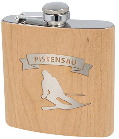 Spruchreif | Flachmann aus Edelstahl mit Gravur „Pistensau“ – Originelles Geschenk für Ski- & Snowboard-Fans | Perfekt für Après-Ski & Winterabenteuer