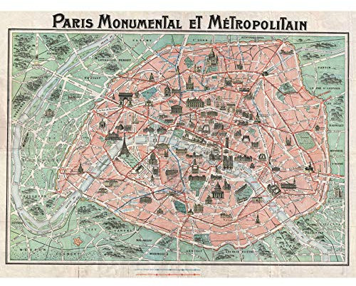 Wee Blue Coo Robelin Paris Denkmal Karte Französisch Ungerahmter großer Druck 46x61 cm