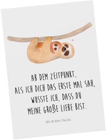 Mr. & Mrs. Panda Postkarte Faultier Kind - Geschenk, Einladungskarte, Einladung, Ansichtskarten, Faultier Deko, mom-life, Faultier Geschenk, Liebe,