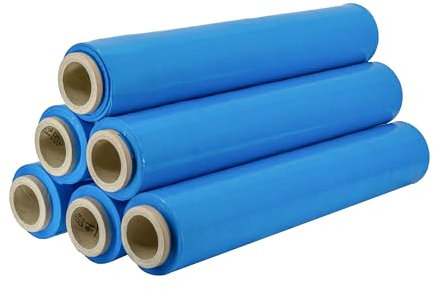 IMBALLAGGI 2000 - Film Estensibile Imballaggio Azzurra, 6 Rotoli 160Mx30MYx50H cm per Imballaggio Multiuso - Pellicola Imballaggio Extra Resistente, Rotoli Imballaggio per Spedizioni e Trasloco