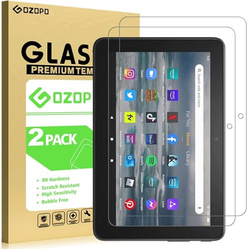 GOZOPO Screen Protector for Fire 7 Tablet 7” (2022 Release, 12th Generation), Tempered Glass Film, 2-Pack