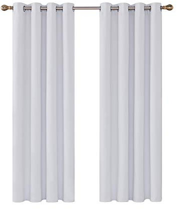 Deconovo Gardinen Gardinen Blickdicht Vorhang Schlafzimmer Kälteschutz Vorhänge Blickdicht Vorhang, 160x117cm(HöhexBreite), Silber Grau, 2er Set