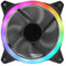 Combrite PC Case Cooling Fan Rainbow RGB LED Halo Ring 120mm (12CM) With Universal 3 Pin And 4 Pin Connectors