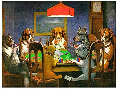 Legendarte - Kunstdruck auf Leinwand - Dogs Playing Poker - A Friend In Need - Cassius Marcellus Coolidge - Wanddeko, Canvas cm. 60x80