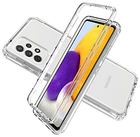 LXHGrowH Hülle für Samsung Galaxy A72 4G / 5G, 360 Grad Ganzkörper Stoßfest Handyhülle, Kratzfest Schutzhülle mit Eingebauter Displayschutzfolie, Case Dual - Transparent