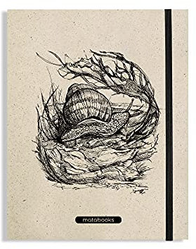 Matabooks, nachhaltige und vegane Notizbücher A5 aus Graspapier, Swiss Brochure, 144 blanko Seiten, Natur, Handmade, Made in Germany (Snail)