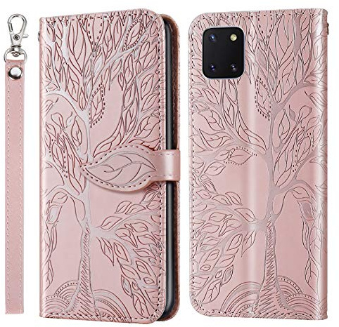 Auslbin Hülle für Samsung Galaxy A81/Note 10 Lite,Premium Leder Flip Wallet Schutzhülle Tasche Handyhülle für Samsung Galaxy A81/Note 10 Lite(Roségold)