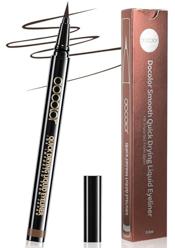 docolor Waterproof Liquid Eyeliner Brown - Smudge Proof & Long Lasting | Eye Liners Liquid Brown Waterproof- Hyper Precise Brush Tip for Beginners & Sensitive Eyes - Quick Drying, Intense Matte Ink