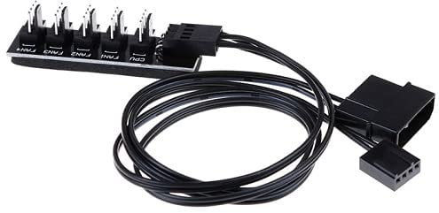 PWM Powered PC Fan Hub 5 Way Port 4 pin 3 pin PC Fan Splitter Power Cable 12V 5A 60W maximum Internal Computer Fans Controller PC PWM Powered Cable Extension Cable, PC Fan Adapter for Cooling Fans.