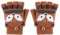 JIAHG Kinder Halbfinger Handschuhe Fingerlose Fäustlinge Mädchen Winter Cartoon Fingerhandschuhe Strickhandschuhe Thermohandschuhe mit Klappe (Fuchs Roter Kaffee)