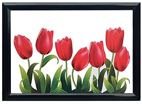Lap Tray Red Tulip Red Lillies Garden Bean Bag Base LapTray Cushioned Breakfast Bed Tray - Modern, Ergonomic Cushion, Detachable, Black Frame with White Background Caravan Gift