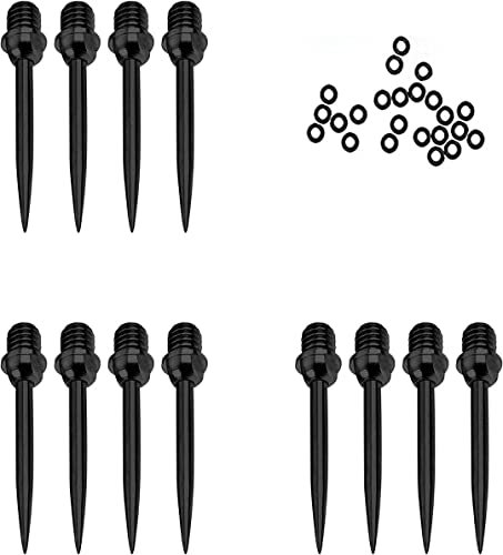HERZWILD dartspitzen 12 pcs Dart gummiring - stahlspitzen metallspitzen f. steeldart (Full schwarz)