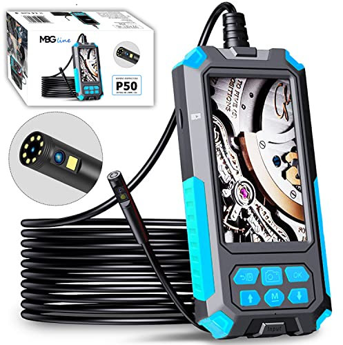 MBG Line Inspektionskamera P50 mit Dual Lens Kamera 1080+1080p Full HD Pro Version mit 5m Kabel HD LCD Bildschirm 4.3 Wiederaufladbarer 2600mAh Akku, microUSB