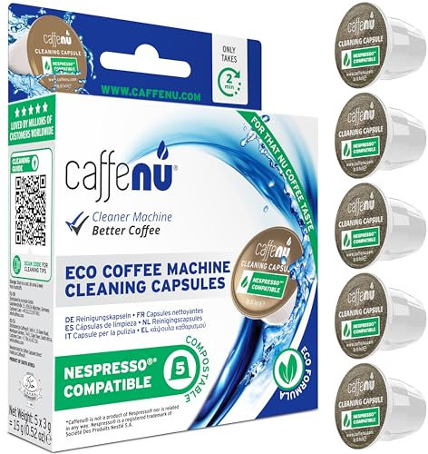 Caffenu Cápsulas de limpieza Eco Nespresso | Limpiador de cafetera para café crujiente | Cápsulas de limpieza Nespresso | Accesorios Barista