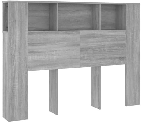 vidaXL Kopfteil mit Ablagen Kopfteil-Regal Wand-Kopfteil Bücherregal-Kopfteil Betthaupt Bettkopfteil Schlafzimmer Grau Sonoma 140x18,5x104,5cm