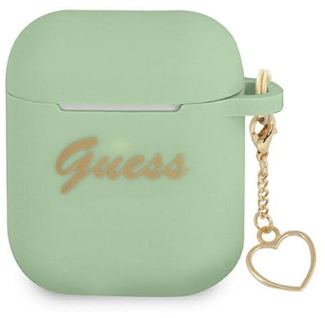 Guess GUA2LSCHSN Hülle für AirPods Cover grün/Green Silicone Charm Heart Collection